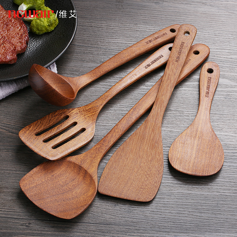Chicken wing wood pan shovel not stained with special wood fried vegetable shovels wood high temperature resistant home kitchen cookware cover set