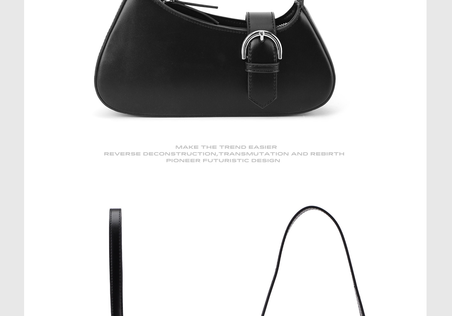 JACD Black Faux Leather Zip-Top Underarm Bag