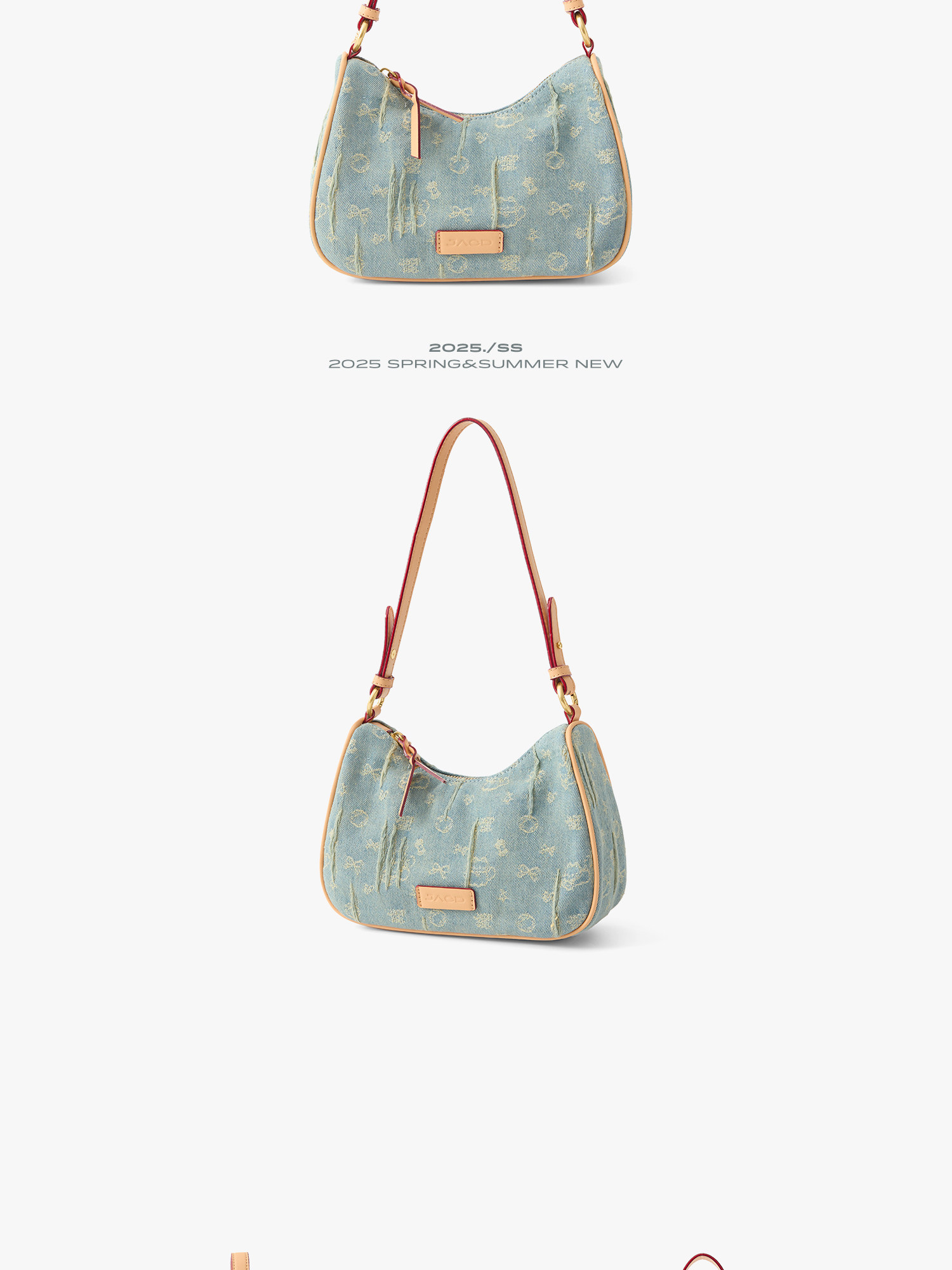JACD Vintage Denim Zip-Top Underarm Bag