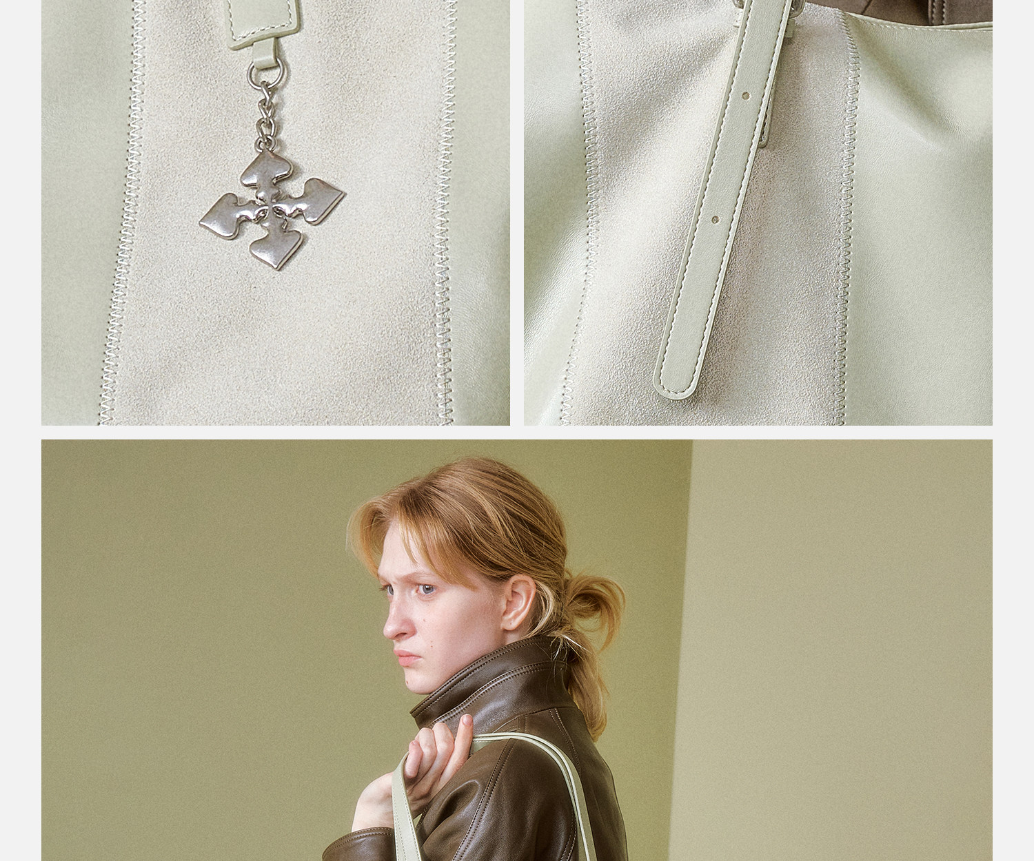 JACD Cardamom Green Leather Tote Shoulder Bag