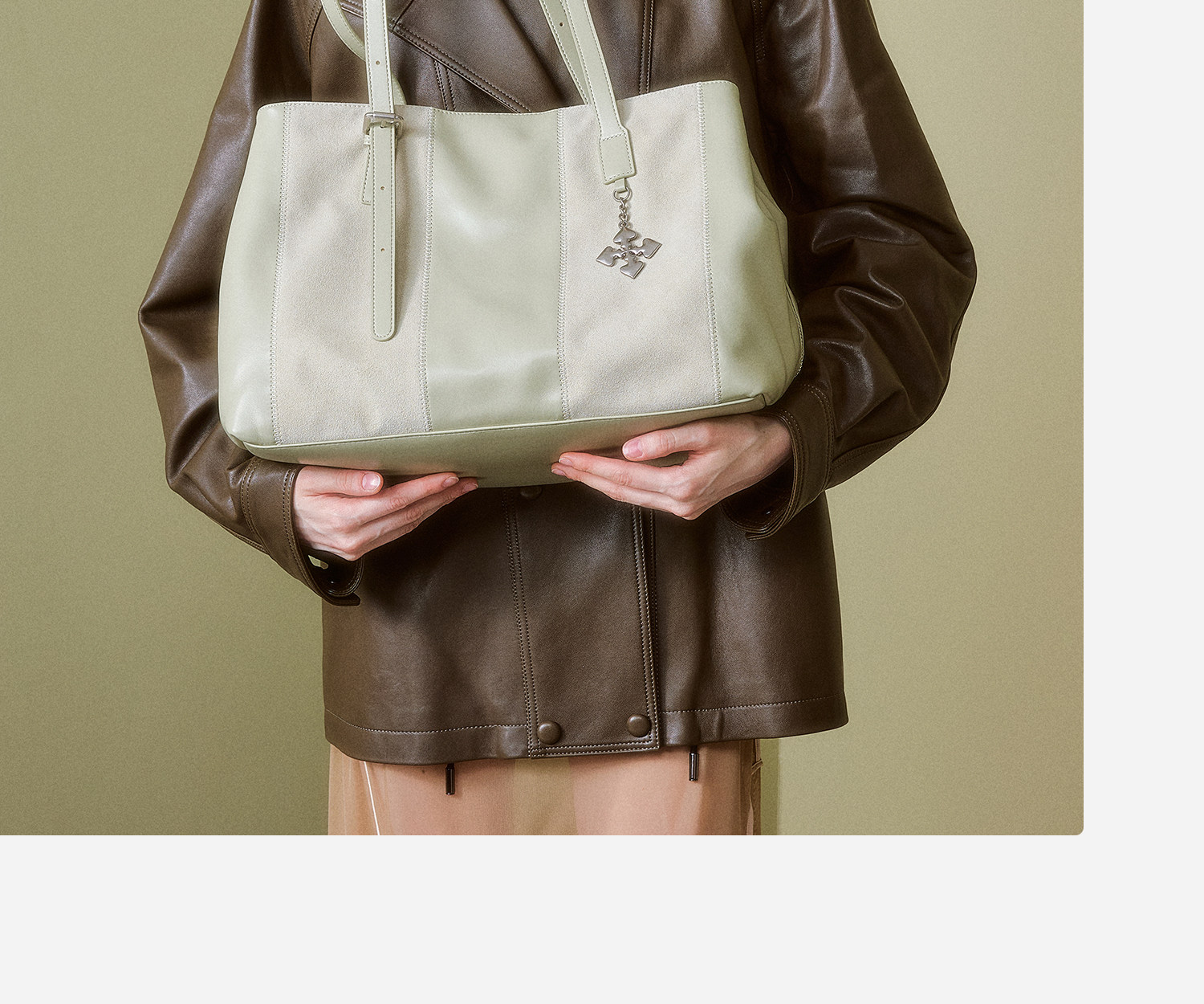 JACD Cardamom Green Leather Tote Shoulder Bag