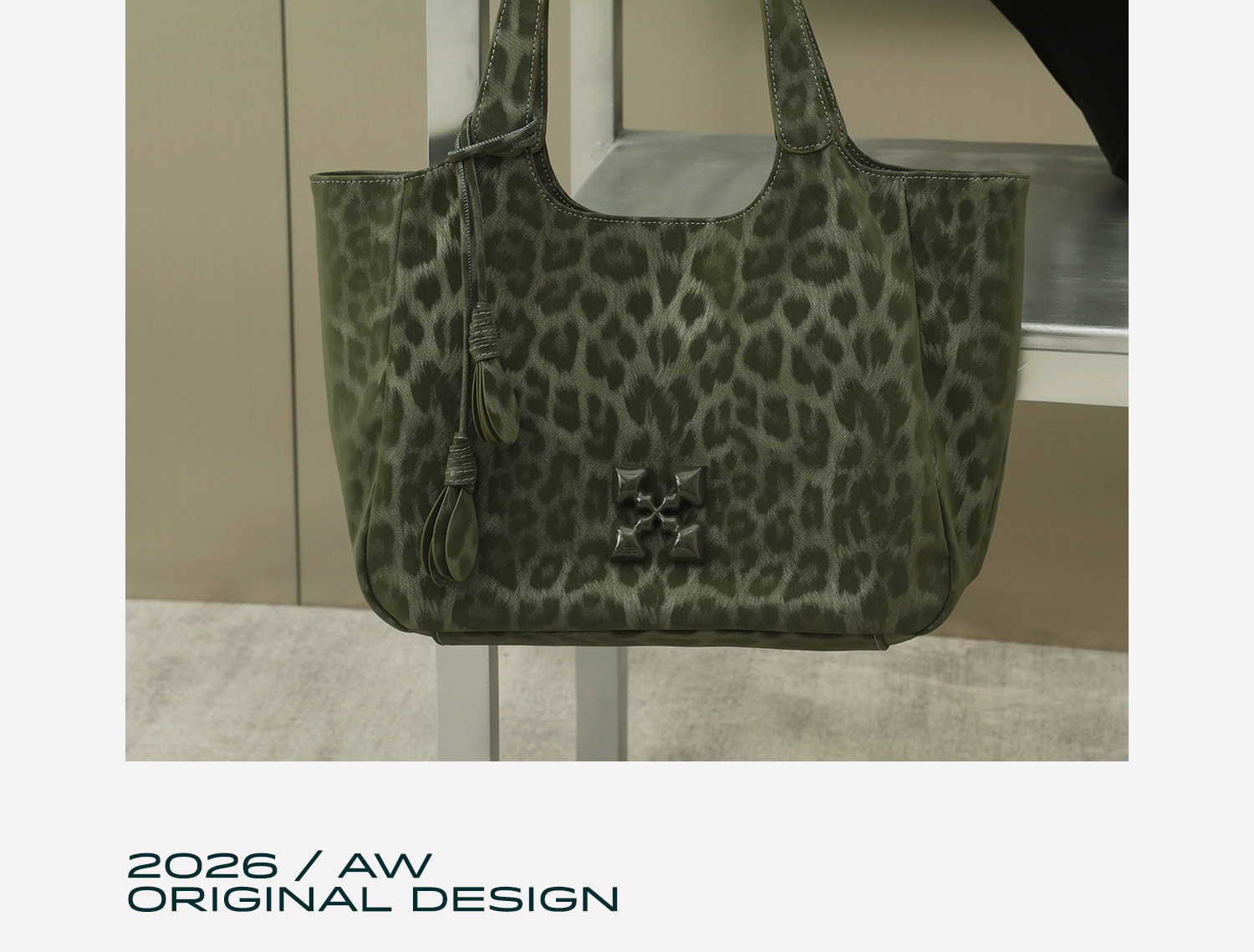 JACD Leopard Print Magnetic Snap Shoulder Bag