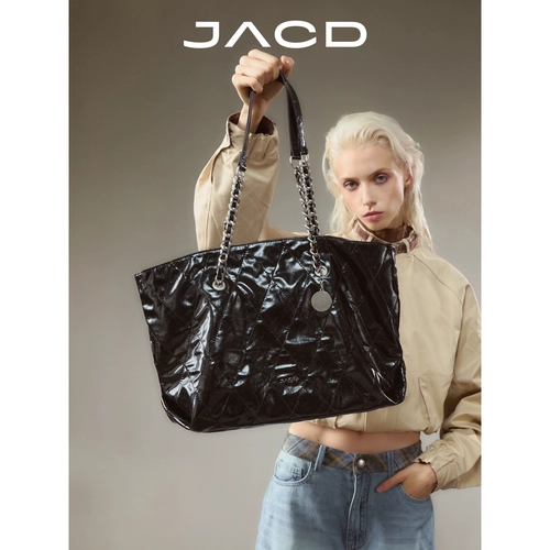 JACD Черная вместительная и большая сумка через плечо, на цепочке