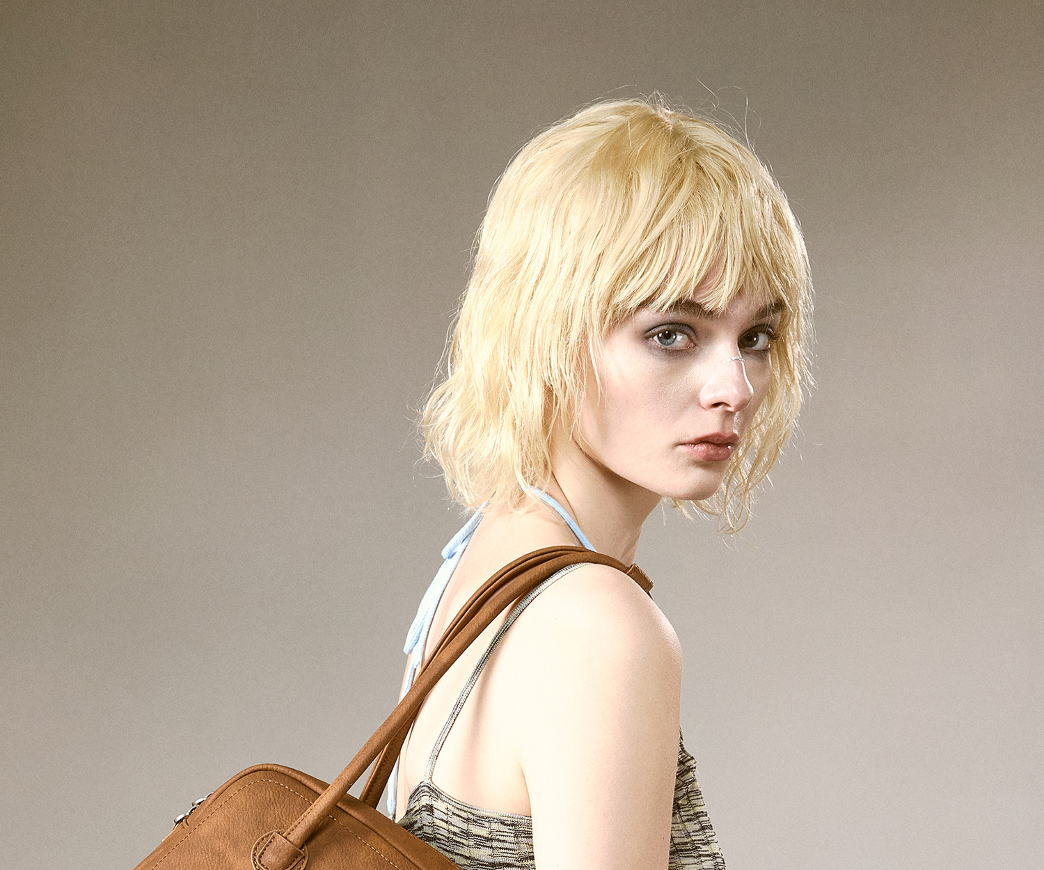 JACD Cinnamon Brown Faux Leather Zip-Top Bowling Bag