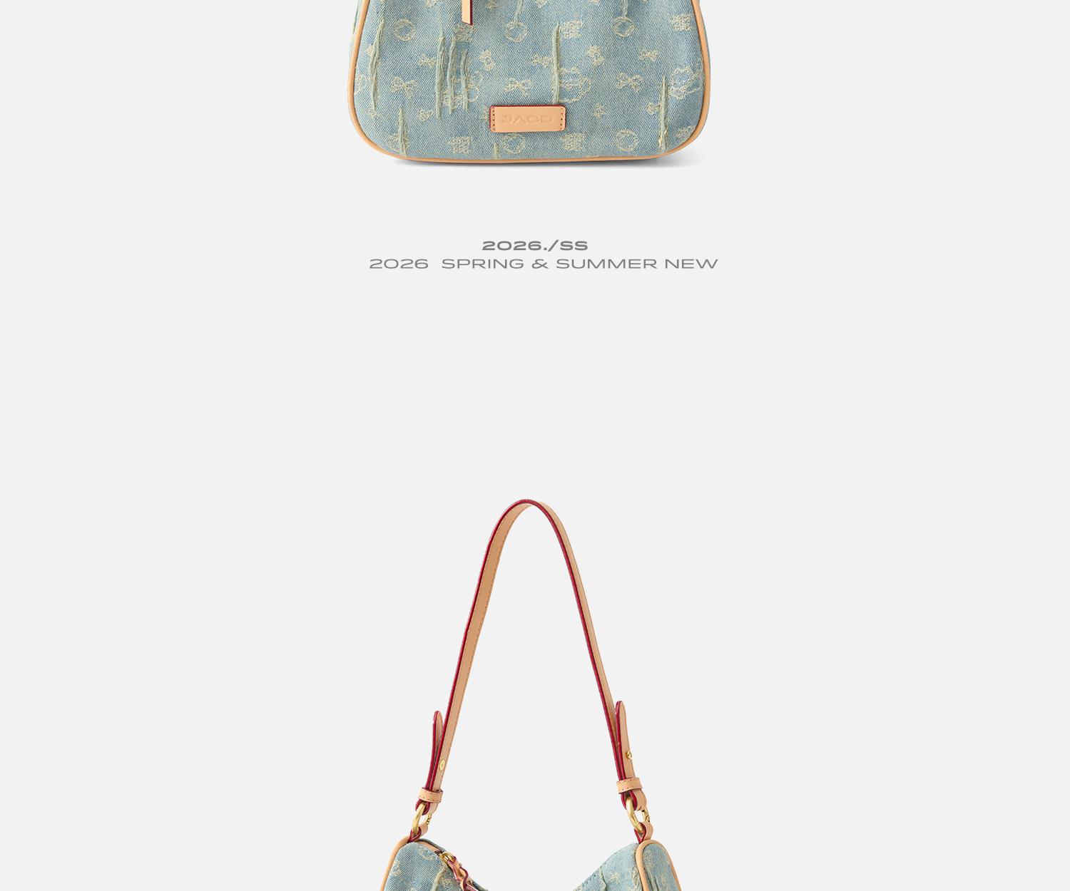 JACD Denim Crescent Underarm Bag - Zip-Top