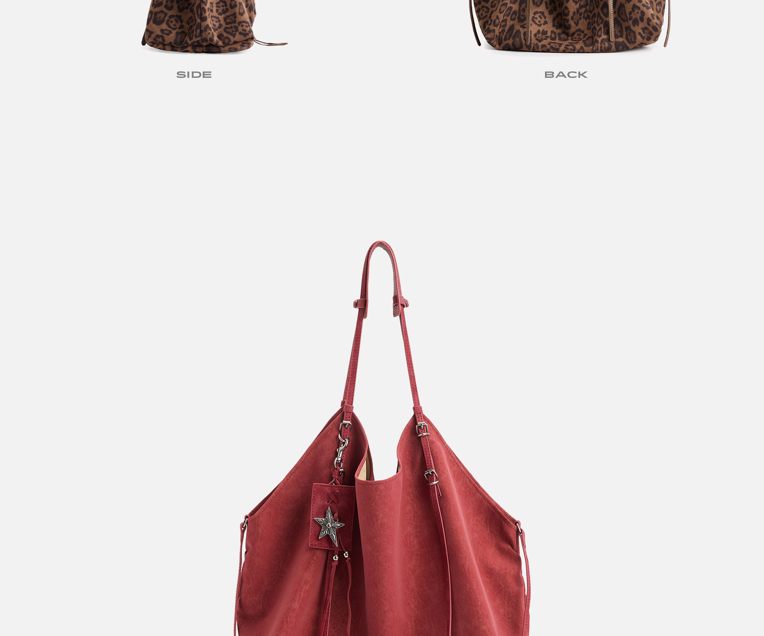 JACD Leopard Print Faux Leather Hobo Bag