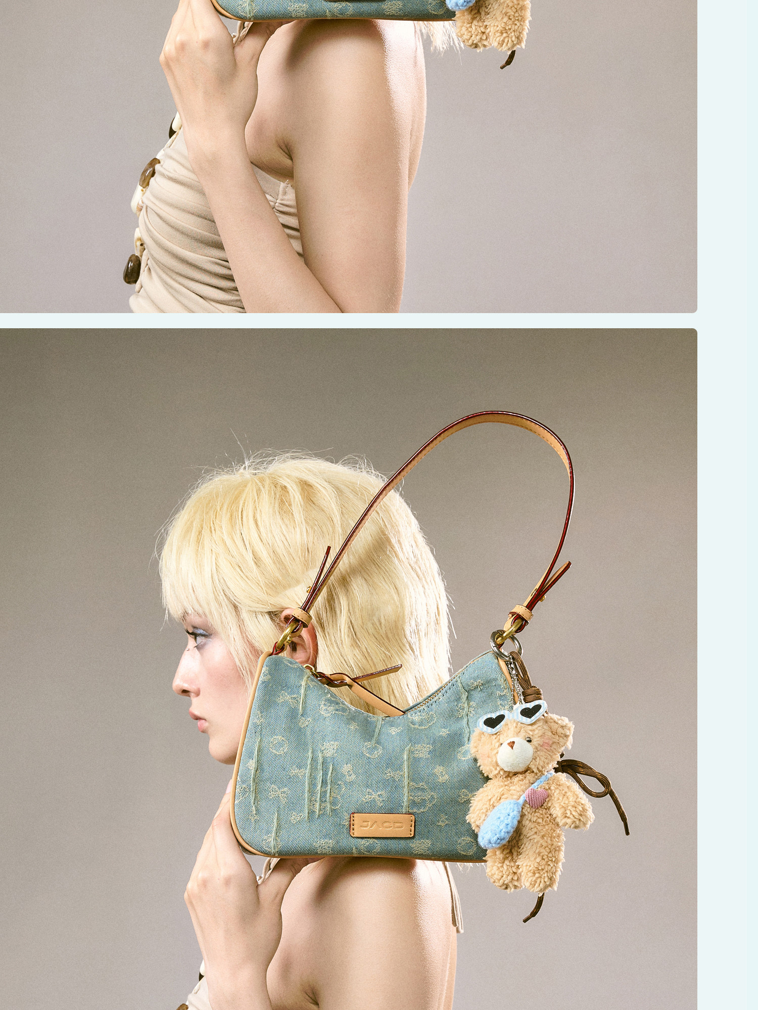 JACD Vintage Denim Zip-Top Underarm Bag