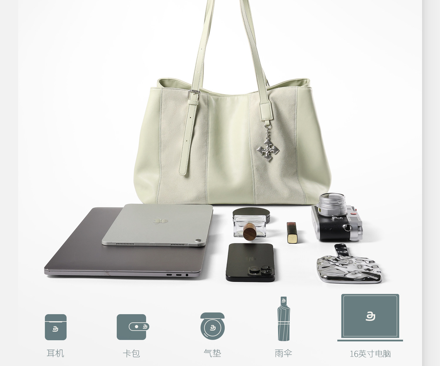JACD Cardamom Green Leather Tote Shoulder Bag