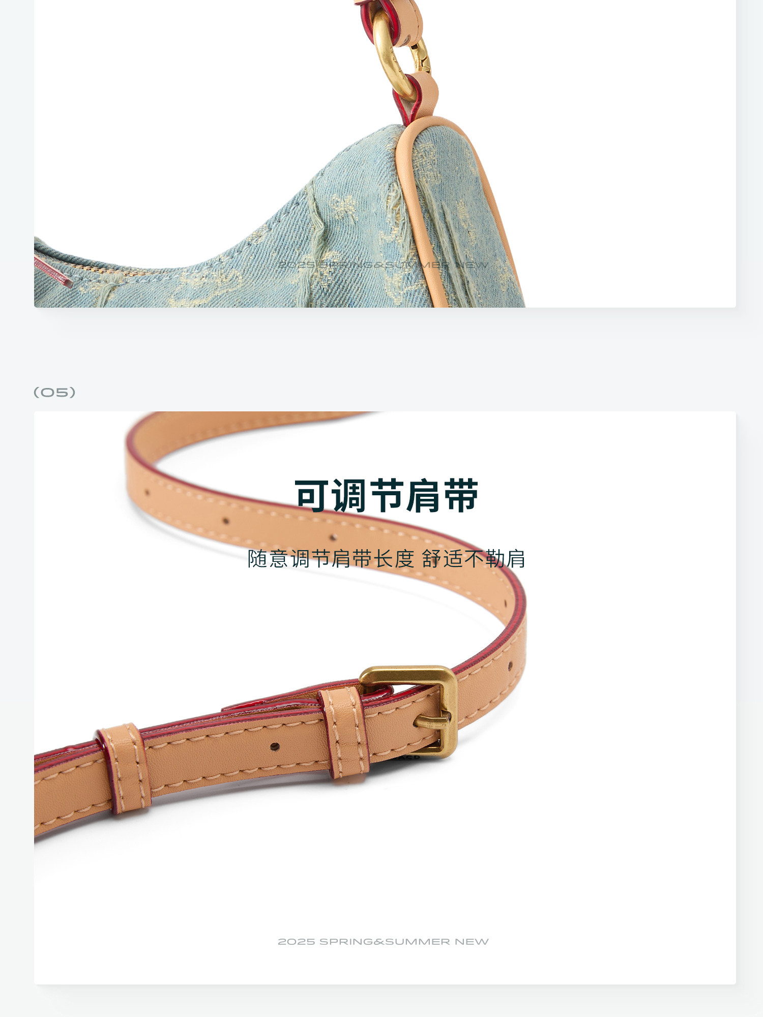 JACD Vintage Denim Zip-Top Underarm Bag