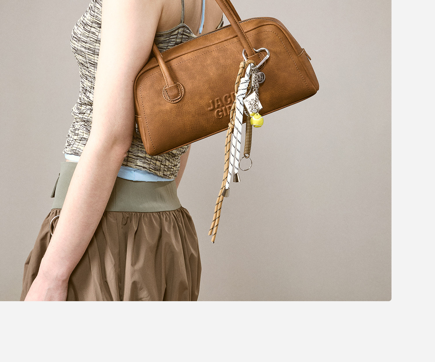 JACD Cinnamon Brown Faux Leather Zip-Top Bowling Bag