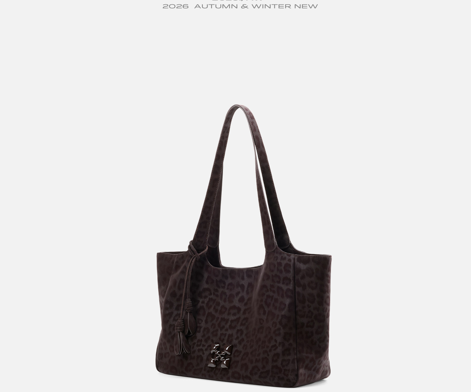 JACD Amber Brown Synthetic Leather Magnetic Snap Tote Bag