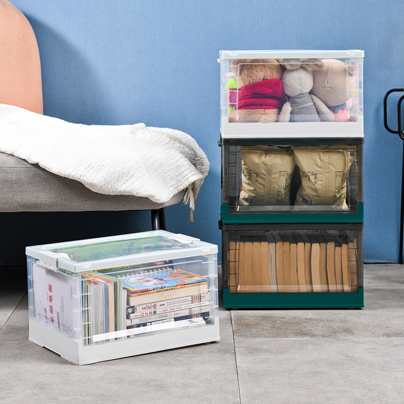 Book containing box Students tidy up large capacity transparent home Multi-functional snacks toy can be folded in storage box
