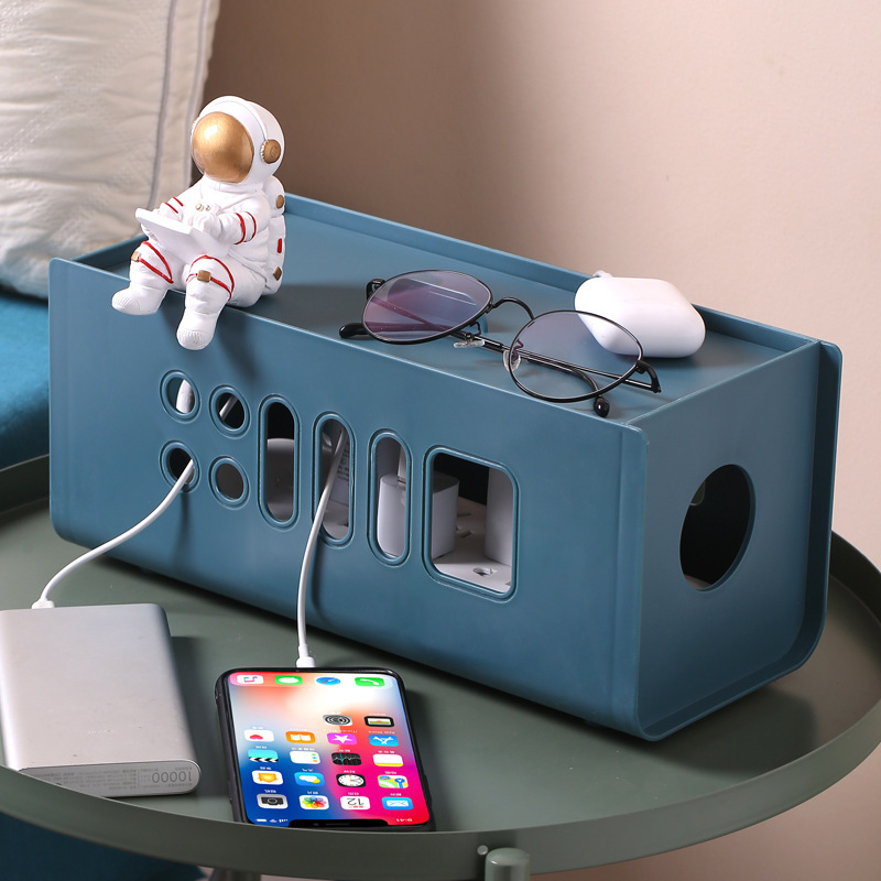 Desktop data line accommodating case mobile phone charger finishing large capacity multifunctional perinable platoon plug holder