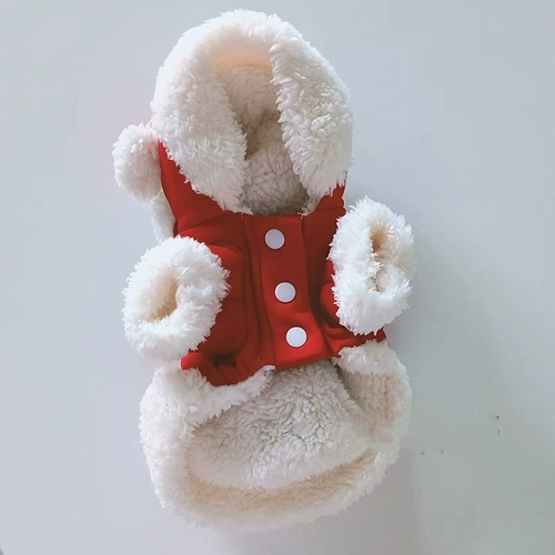 Рождественская новогодняя осень и зима плюс бархат -красные домашние собака Год одежды кролика Держите теплый плюшевый бишон beau