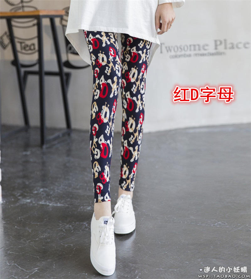 Mùa thu phần mỏng quần mặc cá tính in màu graffiti feet quần căng chặt chẽ skinny xà cạp màu thời trang nữ