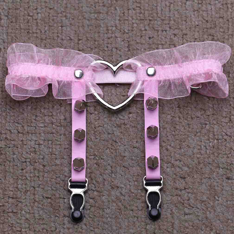 Sốc ren gợi cảm garter tình yêu đinh tán vòng đùi cám dỗ nữ vịt clip clip sinh viên Nhật Bản đạo cụ hình ảnh dây nịt tất