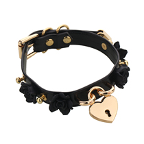  BAY exclusive custom luxury palace two-color rose love lock leather collar neck ring