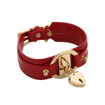  Exclusive custom simple heart lock Retro love lock leather collar neck ring(new laser model)