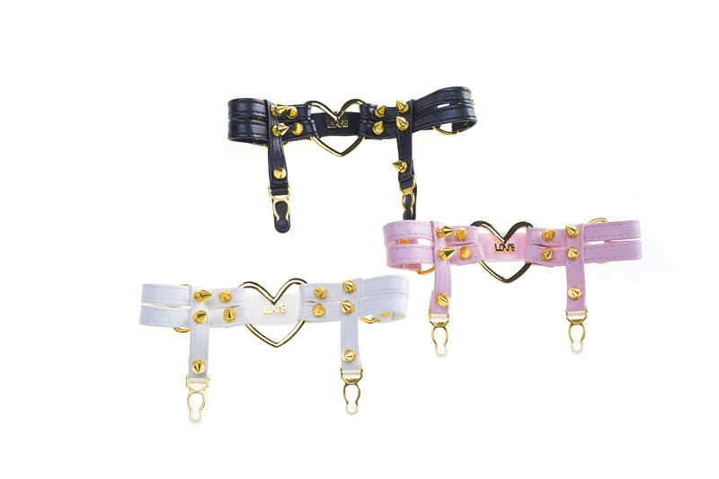 BAY tay làm nhạc punk da đen L L áp lực da trái tim garter [garter Harajuku] dây nịt bít tất nam co dãn