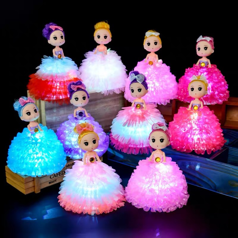 New luminous memes Burnt Dolls Seven Colorful Flashlights Handmade Doll Creative Night Market Stalls Hot Sell Princess Children Gifts