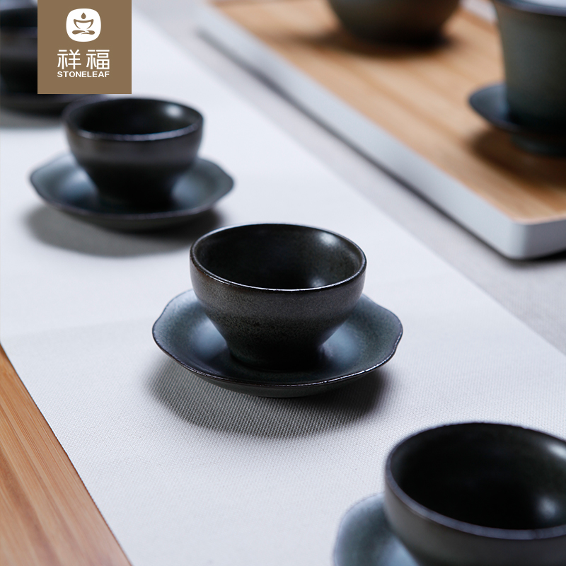 Auspicious blessing tea set of kung fu tea tureen Japanese black ceramic cups of a complete set of ceramic household