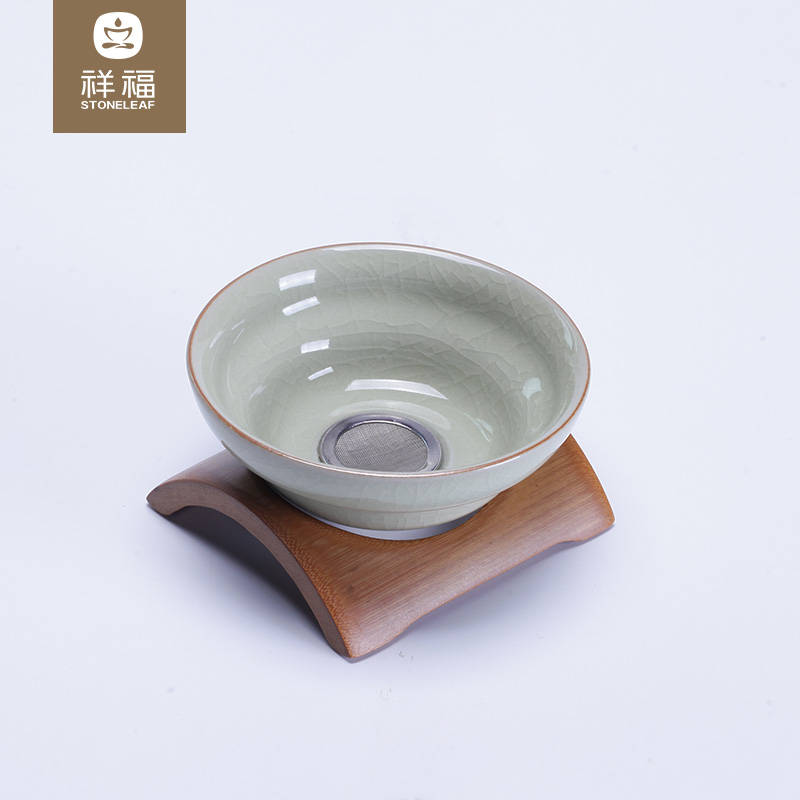 Auspicious ode to the elder brother elder brother up of longquan celadon ceramic ice to crack the tea filter) group of kung fu tea tea accessories