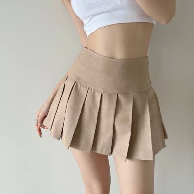 A mini pleated skirt with wide edges and high waists that accentuates long legs, a slimming and anti-glare A-line skirt for women, and short culottes