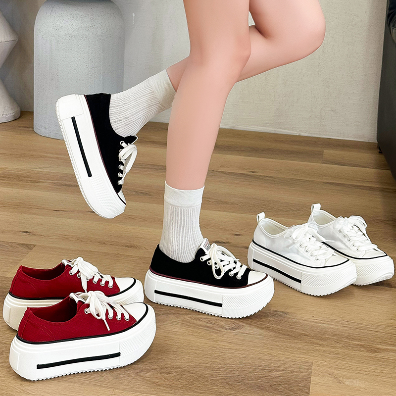 Thick-Soled Height-Increasing Linen Canvas Shoes for Women, 2025 Summer New Style, Breathable, Versatile, Round-Toe, Fashionable Casual Sneakers