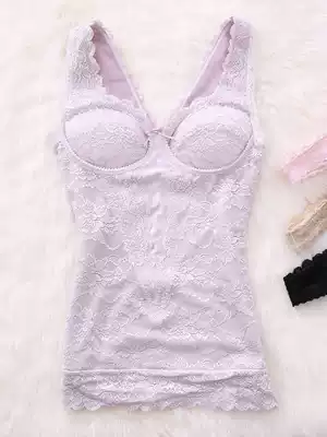 Japanese autumn and winter ladies padded velvet warm vest lace breast support body body shape Cup one-piece top