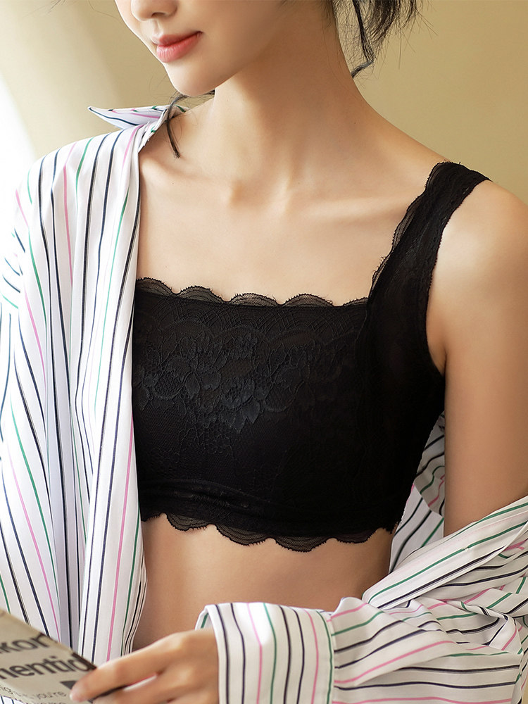 Japanese ultra-thin bandeau style anti-light bra summer lace small cute thin mold cup without rim underwear women