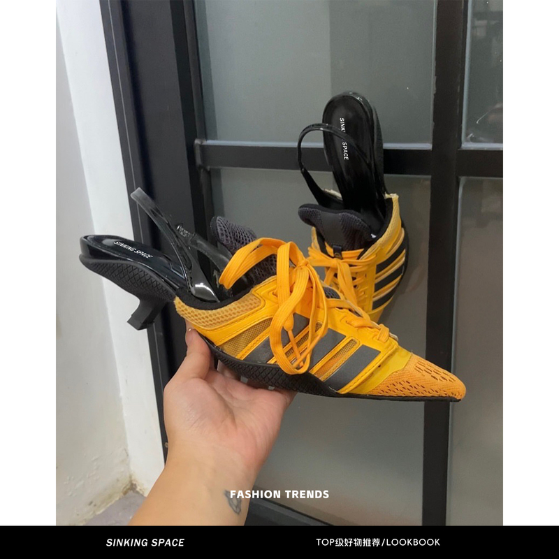 Singking Space Niche Designer Fashion 2025 New Collaboration Patchwork Pointed-Toe High-Heeled Sandals for Women