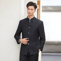 Стоящий воротник чистый черный (костюм+брюки+рубашка) Отправьте большой подарочный пакет