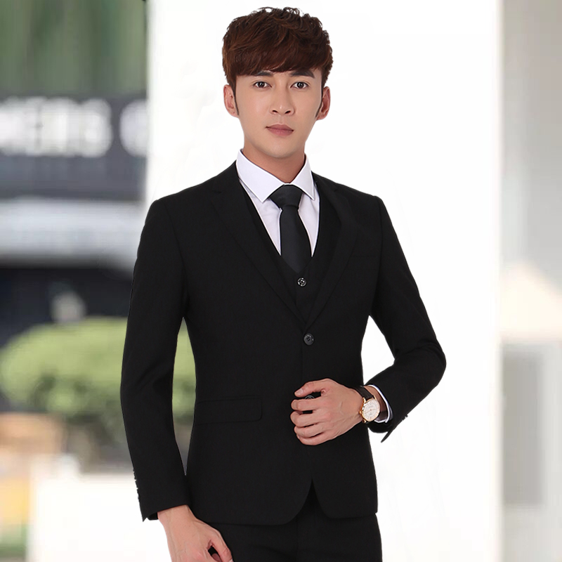 Suit suit men's three-piece suit business formal suit professional suit body best man groom wedding dress autumn and winter