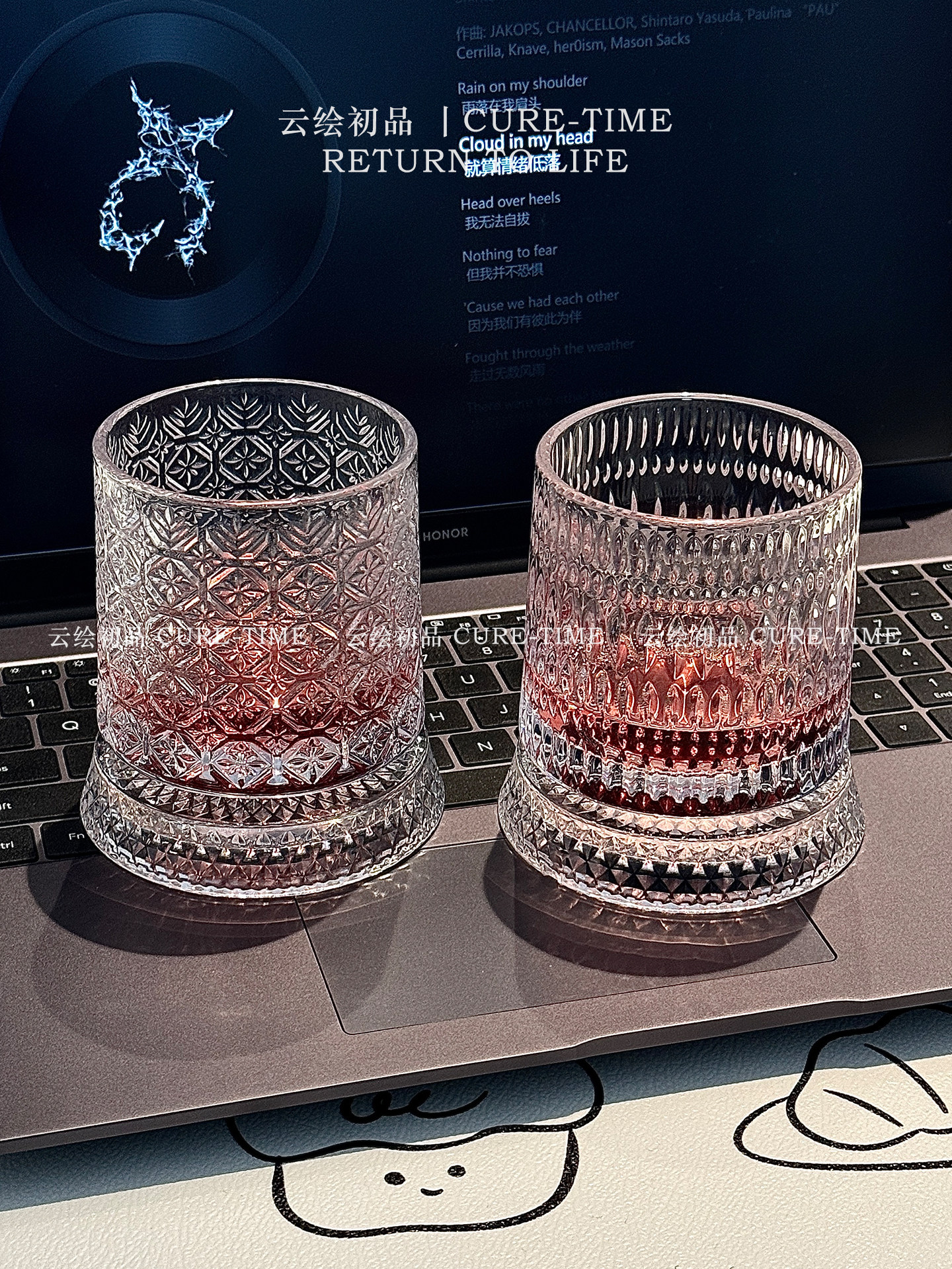 Wine Set with Rotating Wine Glasses, Whiskey Glasses, Home-Use Liquor Glasses, Light Luxury High-End Brandy Ice Ball Beer Glasses