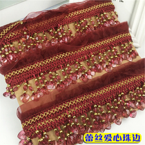 (Running volume) curtain bead edge ribbon love pendant hanging beads truck bag top decoration lace tassel accessories