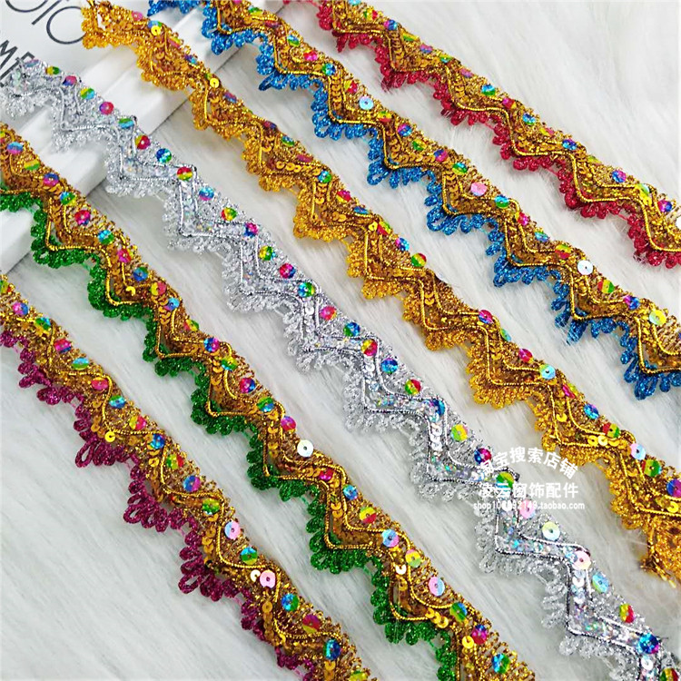4 cm wide truck bag shed accessories Color sequins triangle lace curtain fabric decoration handmade DIY small edge