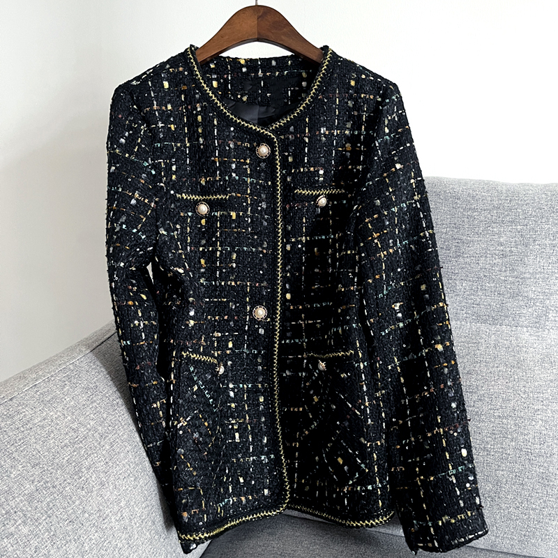 Plus-Size Tweed Jacket for Women, New Style, Popular for Chubby Girls, Slimming for Petite Women, Women's Top 100kg Plus-Size Tweed Jacket for Women, New Style, Popular for Chubby Girls, Slimming for Petite Women, Women's Top 100kg