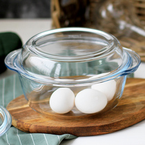 Imported glass bowl with lid heat-resistant glass pot soup pot microwave oven cake baking mold salad bowl instant noodles