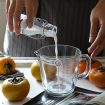 Imported graduated childrens milk cup glass glass with scale tempered measuring cup domestic microwave heat-resistant oatmeal breakfast