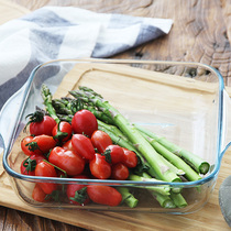 Imported square household glass baking tray oven glassware cake roll baking tray barbecue plate square plate microwave baked rice