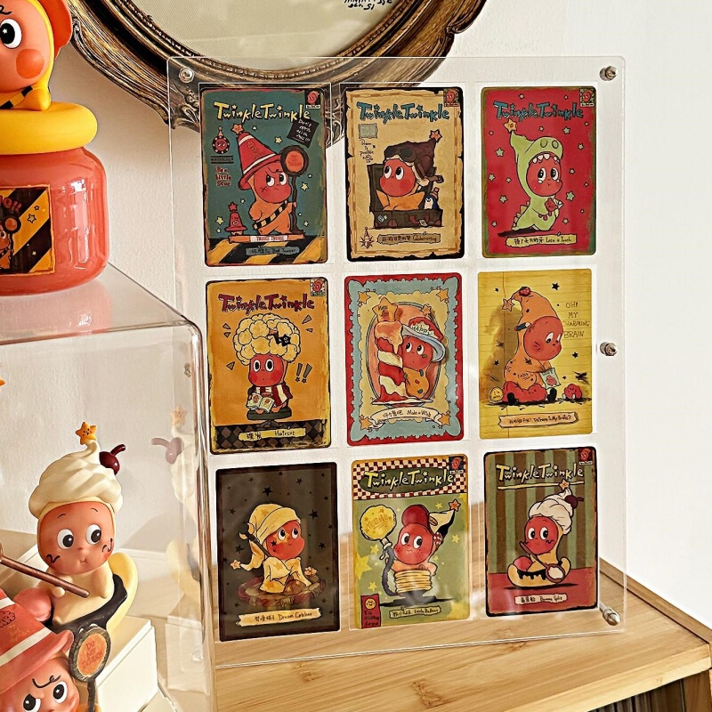 Star Man Card Display Box Acrylic 9-Grid Storage Bubble Mart Blind Box Id Card Display Stand