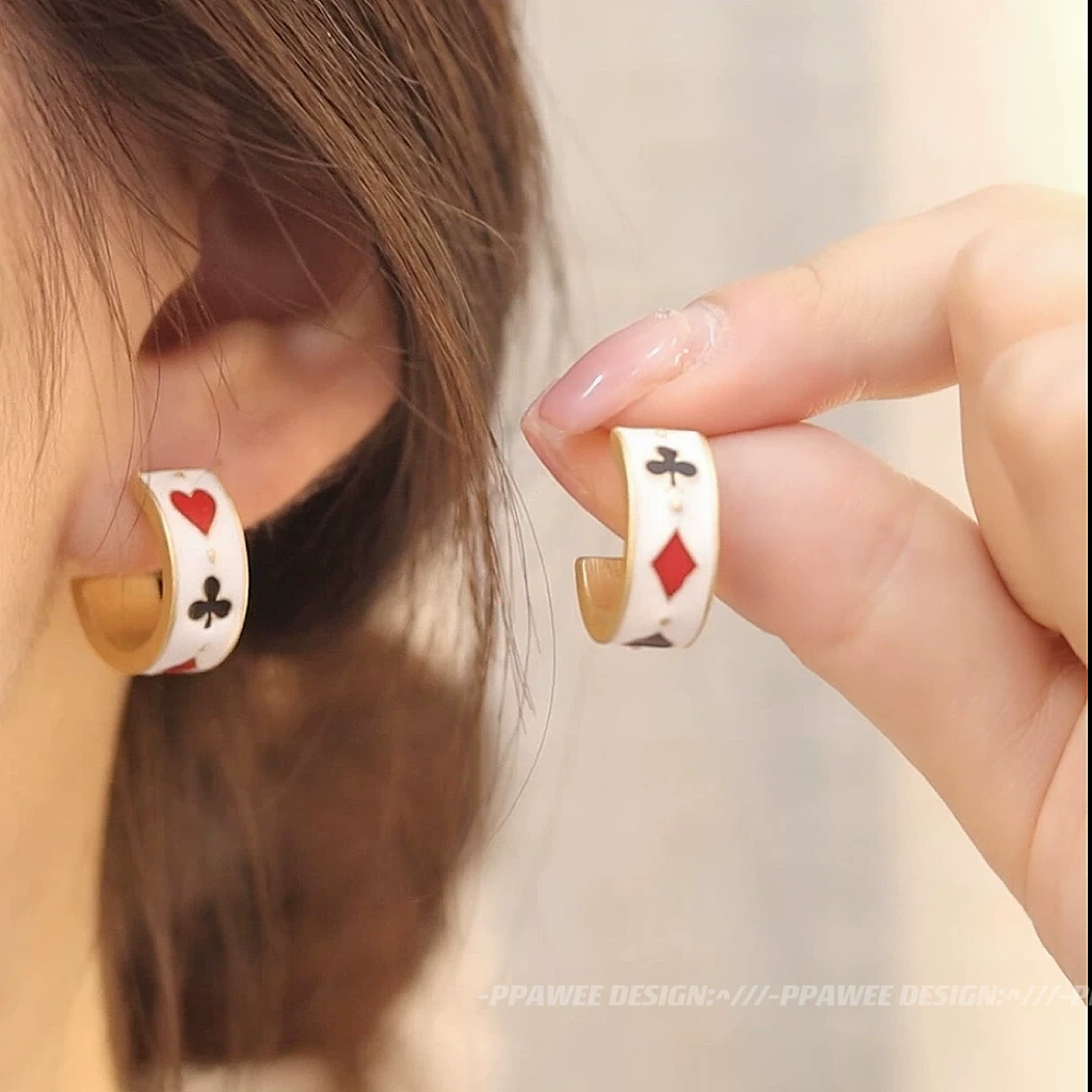 Earrings, asymmetrical rabbit with tassels, cute ear clips