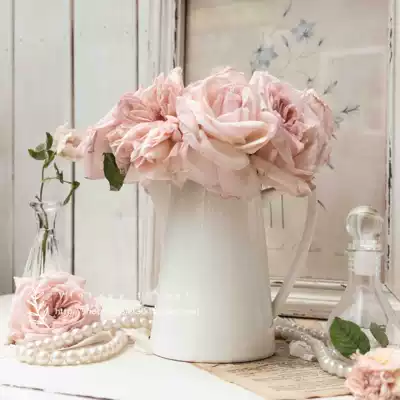 Foreign trade European and American French pastoral white ceramic milk kettle vase hydroponic dried fresh flower arrangement bouquet photography props decoration