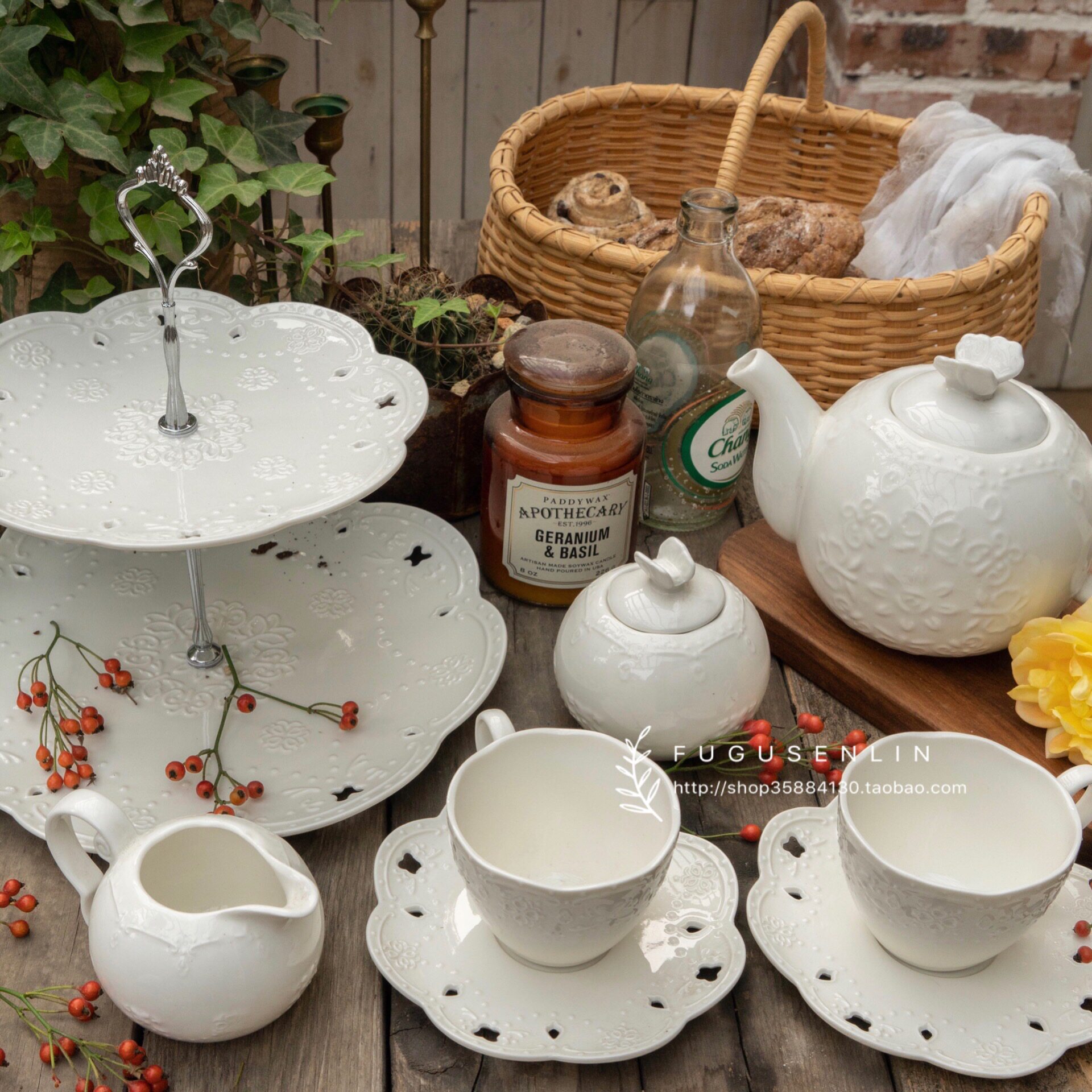 European-style white pattern reliefulet ceramic housecafé HomeAfternoomTea tea flower tea coffee cup set