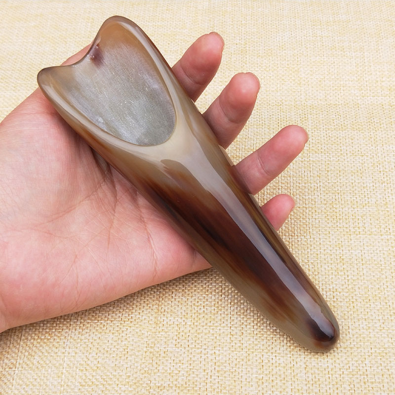 Harpoon-shaped horn scraping tube massage stick shoulder cervical spine back whole body pain massage natural horn massage stick
