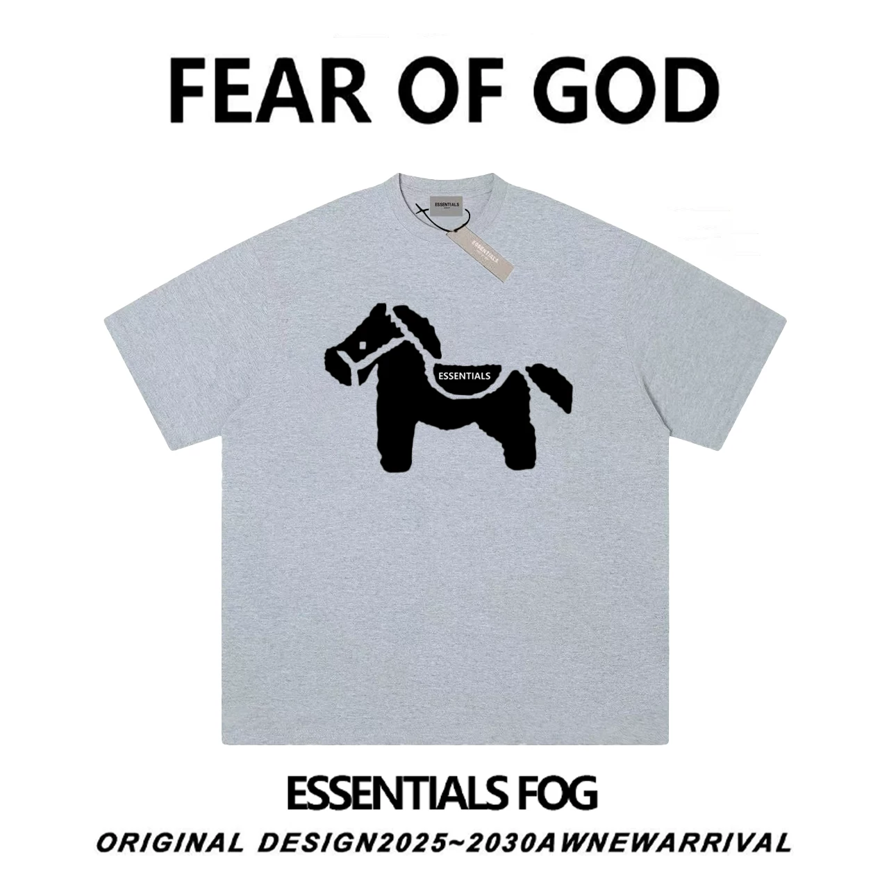 ESSENTIALS Pony, хлопковая футболка с круглым вырезом, новый сборник, оверсайз