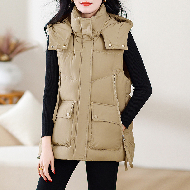 Detachable Hood Short down Cotton Vest for Women, New 2025 Autumn and Winter Style, Warm and Stylish Cotton Vest Jacket