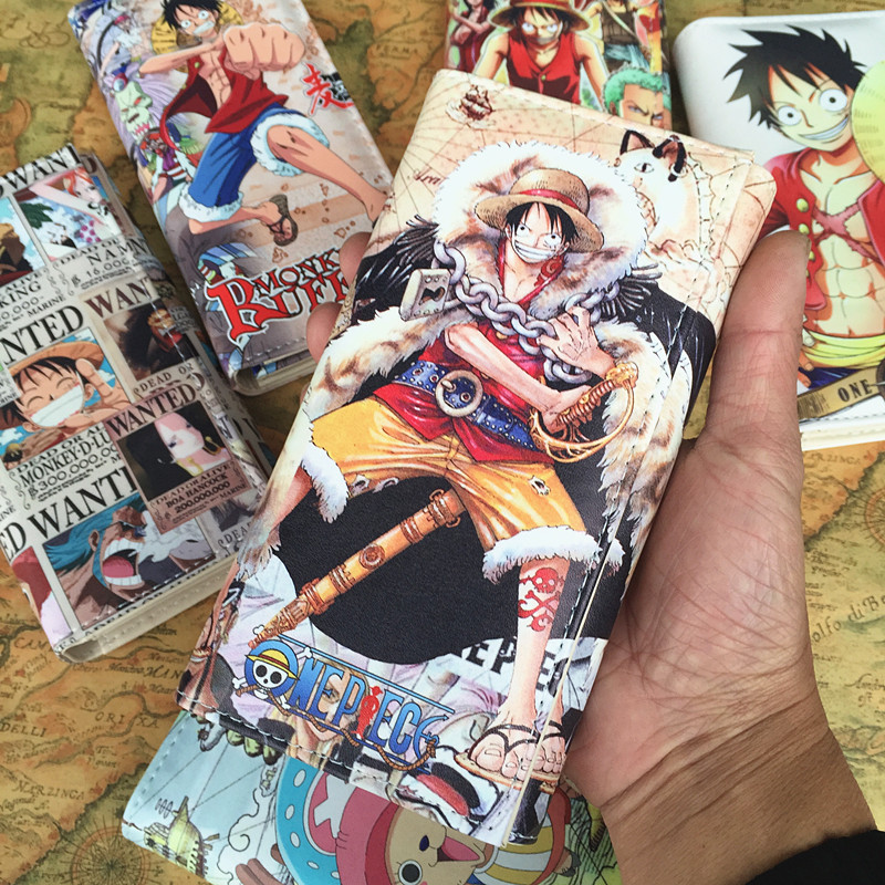 One Piece Long Wallet Anime Cartoon Men Children Students Teens Trend Personality Clutch Bag Mobile Phone Bag