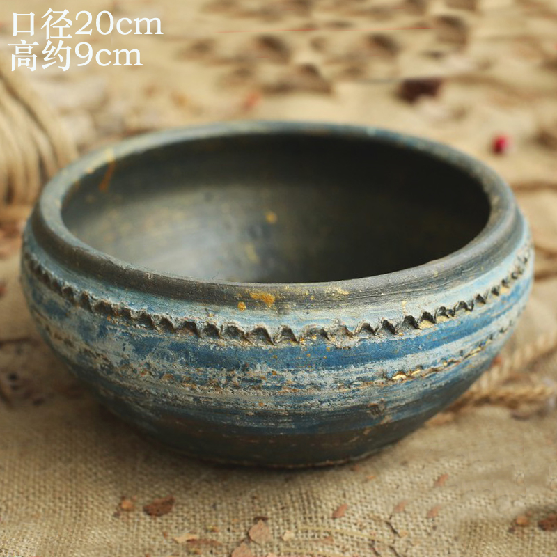 Retro succulent old pile plant pottery pot rough pottery living room breathable pottery pot pottery pottery pot large-diameter clearance clay pottery pot
