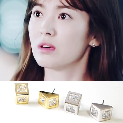 Korean Imported Jewelry, Descendants of the Sun, Song Hye-Kyo's Same Style Square and Triangle Shaped Earrings, Ear Studs